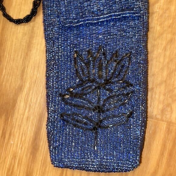 Millicent Fine Handbags/Crossbody Purse Dark Navy & Black  Beaded - Picture 2 of 8